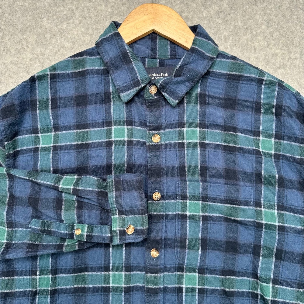 Abercrombie & Fitch Mens Soft Flannel Plaid Long Sleeve Button Up Shirt‎ Size M